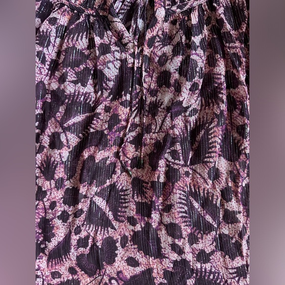 Ulla Johnson Yulia Silk Blend Blouse Top in Bordeaux Metallic Size 6 - Picture 7 of 13